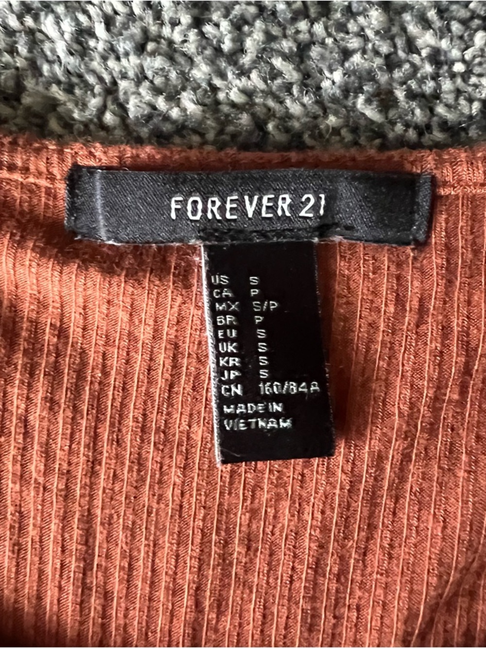 Forever 21 Rust Orange Long-Sleeve Ribbed Fit-and-Flare Dress - Picture 2 of 4